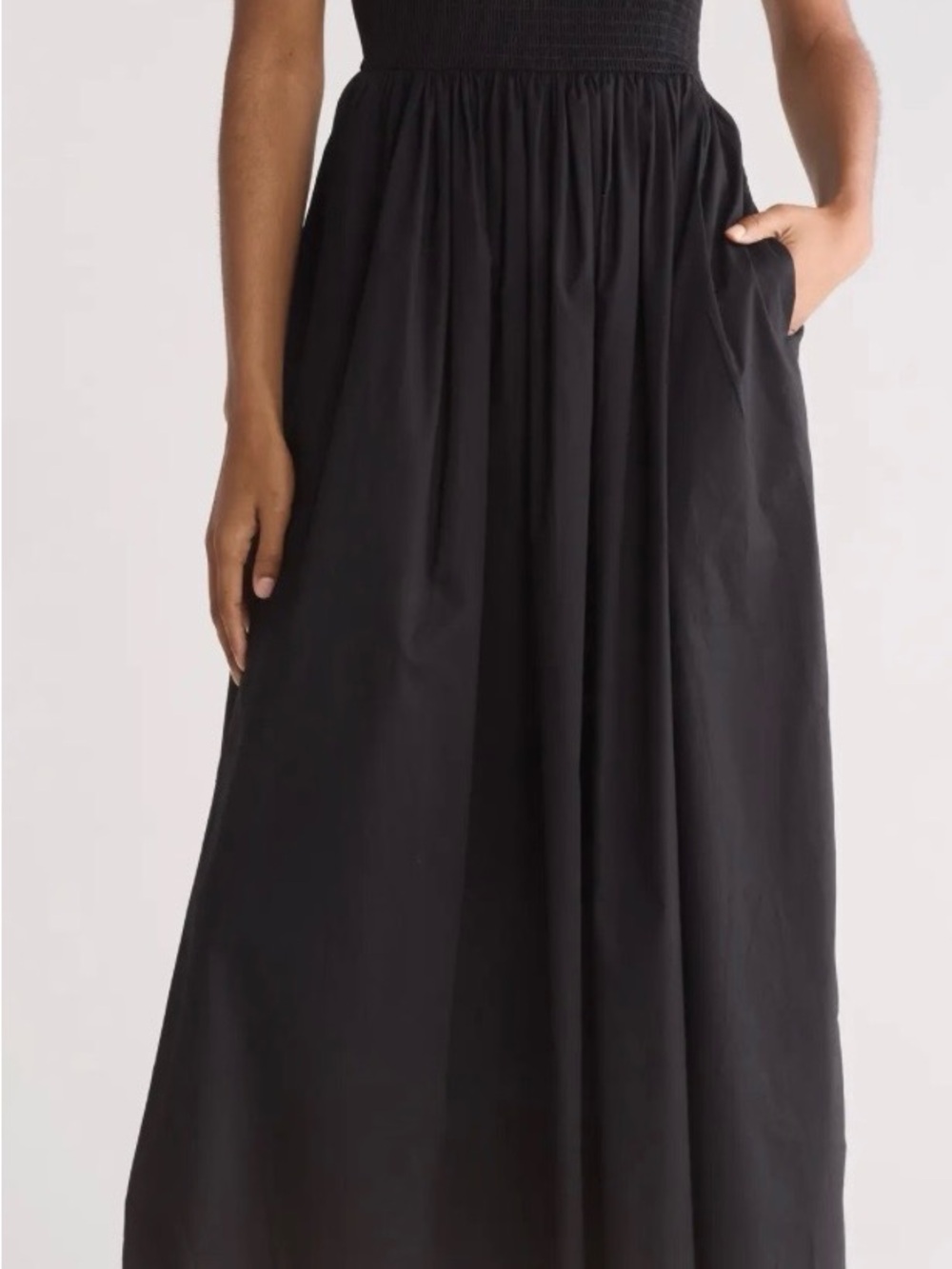 WAYF Black Smocked Fit & Flare Sundress – Size Medium Cotton